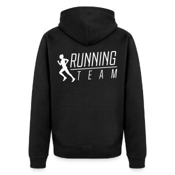 running team - Unisex Premium Bio Zip Hoodie - Schwarz - Hinten - Nico (187cm)