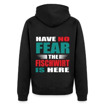 Have no Fear the Fischwirt is here Outfit - Unisex Premium Bio Zip Hoodie - Schwarz - Hinten - Nico (187cm)