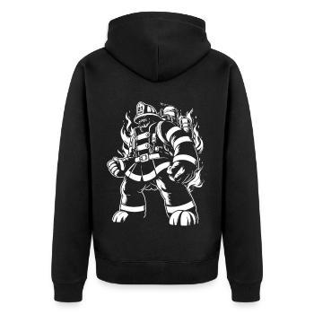 Monster Feuerwehrmann - Unisex Premium Bio Zip Hoodie - Schwarz - Hinten - Nico (187cm)