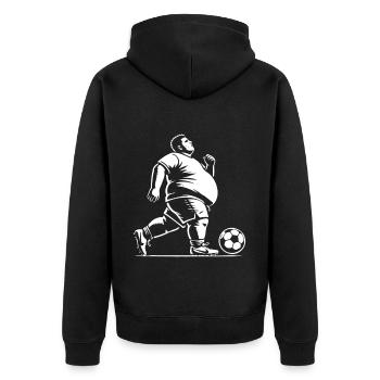 Fußballer mit Bauch und Ballgefühl - Unisex Premium Bio Zip Hoodie - Schwarz - Hinten - Nico (187cm)