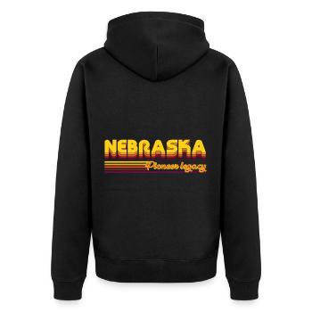 cooles Nebraska USA Bundesstaaten Design - Unisex Premium Bio Zip Hoodie - Schwarz - Hinten - Nico (187cm)