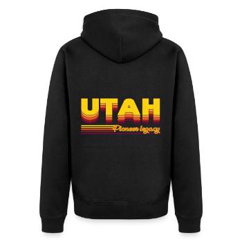 cooles Utah USA Bundesstaaten Design - Unisex Premium Bio Zip Hoodie - Schwarz - Hinten - Nico (187cm)