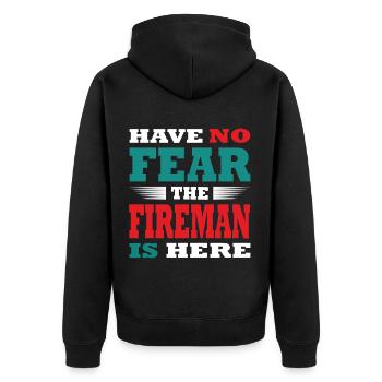 Have no Fear the Firefighter is here Outfit - Unisex Premium Organic Zip Hoodie - black - Back - Nico (187cm)
