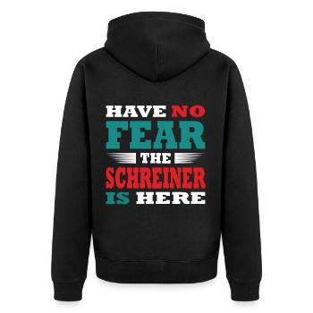 Have no Fear the Schreiner is here Outfit - Unisex Premium Organic Zip Hoodie - black - Back - Nico (187cm)