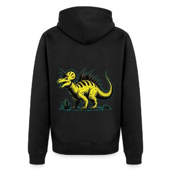 Fantastischer gelber Dinosaurier – Für Dino-Fans - Unisex Premium Bio Zip Hoodie - Schwarz - Hinten - Nico (187cm)