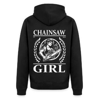 Cool Chainsaw Girl Design - Unisex Premium Organic Zip Hoodie - black - Back - Nico (187cm)