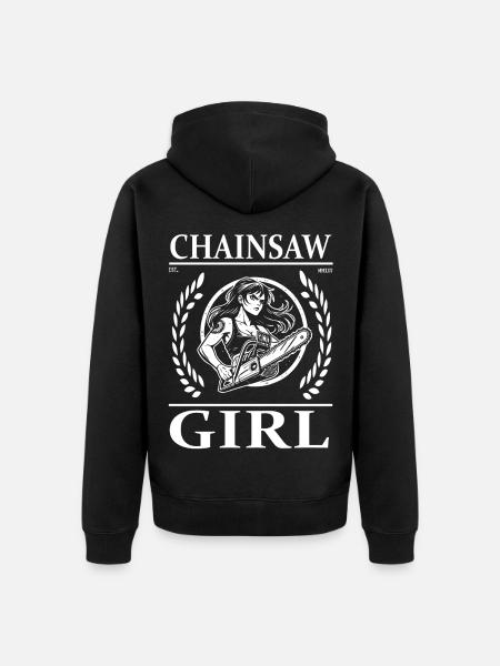 Cool Chainsaw Girl Design - Unisex Premium Organic Zip Hoodie - black