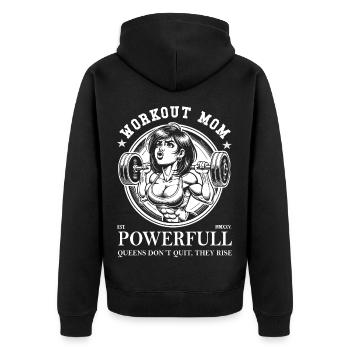 Workout Mom – Design pour la maman fitness - Veste à capuche bio Premium Unisexe - noir - Dos - Nico (187cm)