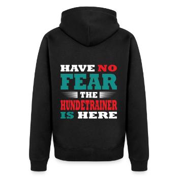 Have no Fear the Hundetrainer is here Outfit - Unisex Premium Organic Zip Hoodie - black - Back - Nico (187cm)