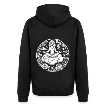 Mindfulness Design – Strength lies in tranquility - Unisex Premium Organic Zip Hoodie - black - Back - Nico (187cm)
