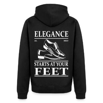 Lackschuhe Design – Glänzend und Elegant - Unisex Premium Bio Zip Hoodie - Schwarz - Hinten - Nico (187cm)