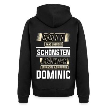 Dominic der schönste Mann von Gott geformt Design - Unisex Premium Bio Zip Hoodie - Schwarz - Hinten - Nico (187cm)