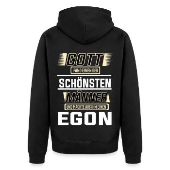 Egon der schönste Mann von Gott geformt Design - Unisex Premium Bio Zip Hoodie - Schwarz - Hinten - Nico (187cm)