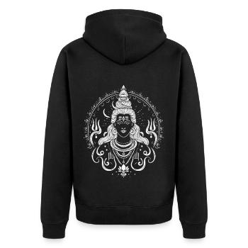 Shiva Design – Pouvoir spirituel - Veste à capuche bio Premium Unisexe - noir - Dos - Nico (187cm)