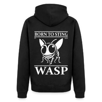 Oblique Wasp Design – Cheeky and eye-catching - Unisex Premium Organic Zip Hoodie - black - Back - Nico (187cm)