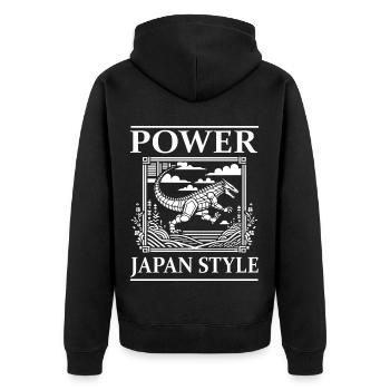 Conception de puissance de bande dessinée Kaiju - Style japonais - Veste à capuche bio Premium Unisexe - noir - Dos - Nico (187cm)