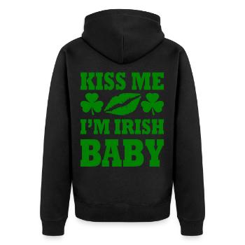 kiss me im irish baby - Unisex Premium Organic Zip Hoodie - black - Back - Nico (187cm)