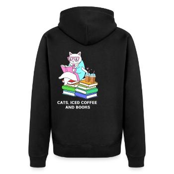 Eiskaffee Barista Koffein Espresso Iced Coffee - Unisex Premium Bio Zip Hoodie - Schwarz - Hinten - Nico (187cm)