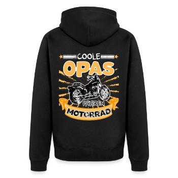Coole Opas fahren Motorrad - lustiger Biker Spruch - Unisex Premium Bio Zip Hoodie - Schwarz - Hinten - Nico (187cm)