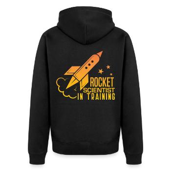 Zukünftiger Raketenwissenschaftler im Training Trä - Unisex Premium Bio Zip Hoodie - Schwarz - Hinten - Nico (187cm)