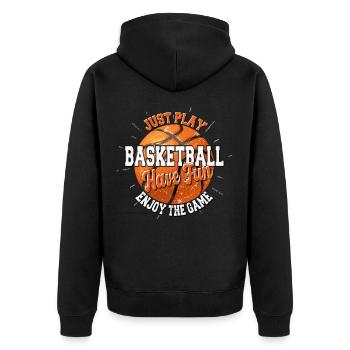 Spielen Sie Basketball viel Spaß spaß Spiel genießen, dunkel - Unisex Premium Bio Zip Hoodie - Schwarz - Hinten - Nico (187cm)