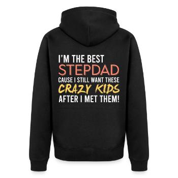 Best Stepfather Funny Dad Love Father's Day Par - Unisex Premium Organic Zip Hoodie - black - Back - Nico (187cm)