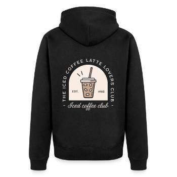 Café glacé iced latte amatrice aesthetic noir - Veste à capuche bio Premium Unisexe - noir - Dos - Nico (187cm)