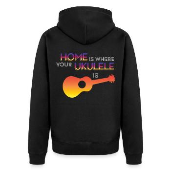 Ukelele Spieler Uku Vibes Musiker Tropisches Instr - Unisex Premium Bio Zip Hoodie - Schwarz - Hinten - Nico (187cm)