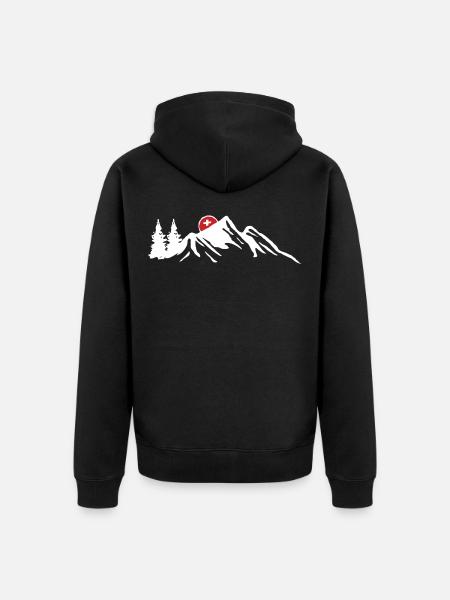 Suisse Schweizerdeutsch Schweizer Schweizer Berge - Veste à capuche bio Premium Unisexe - noir
