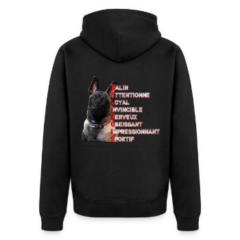 malinois - Veste à capuche bio Premium Unisexe - noir - Dos - Nico (187cm)