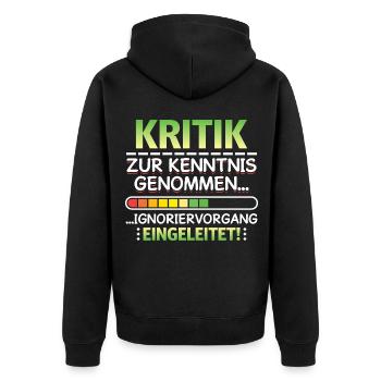 Kritik zur Kenntnis genommen Generft Büro Job - Unisex Premium Bio Zip Hoodie - Schwarz - Hinten - Nico (187cm)