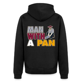Goldwäscher Digger Traditioneller Introvertierter - Unisex Premium Bio Zip Hoodie - Schwarz - Hinten - Nico (187cm)