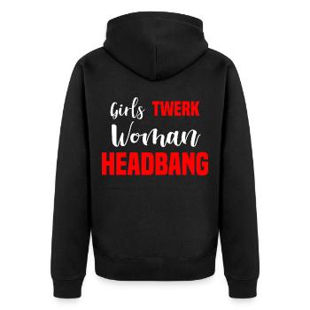 Headbanger Girls Twerk Women Headbang Heavy Mus - Unisex Premium Organic Zip Hoodie - black - Back - Nico (187cm)