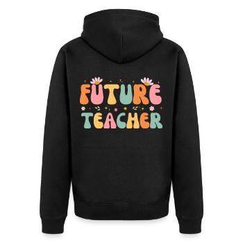 Groovy Future Teacher Student Graduation Teacher - Unisex Premium Organic Zip Hoodie - black - Back - Nico (187cm)