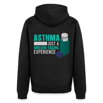 Lustig Asthma nur eine atemberaubende Erfahrung Lu - Unisex Premium Bio Zip Hoodie - Schwarz - Hinten - Nico (187cm)