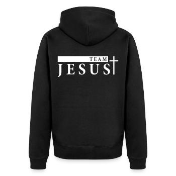 jésus équipe croix - Veste à capuche bio Premium Unisexe - noir - Dos - Nico (187cm)