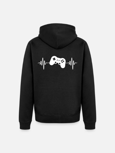 gamer controller puls - Unisex Premium Bio Zip Hoodie - Schwarz