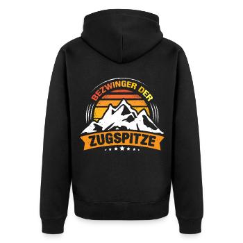 Zugspitze Berge Bergsteiger Klettern - Unisex Premium Bio Zip Hoodie - Schwarz - Hinten - Nico (187cm)