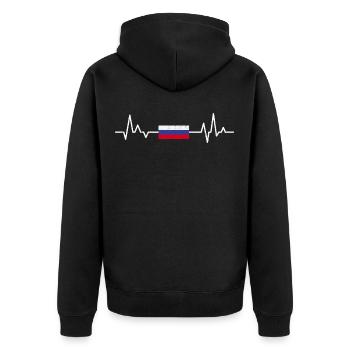 Russia - Unisex Premium Organic Zip Hoodie - black - Back - Nico (187cm)