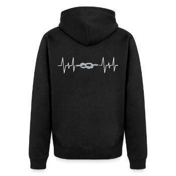 Knotting Heartbeat Knot Hobby Heartline - Unisex Premium Organic Zip Hoodie - black - Back - Nico (187cm)