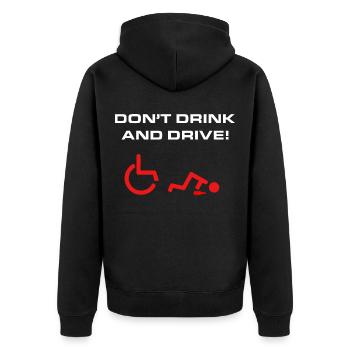 Rollstuhl-Humor Nicht trinken und fahren Handicap- - Unisex Premium Bio Zip Hoodie - Schwarz - Hinten - Nico (187cm)