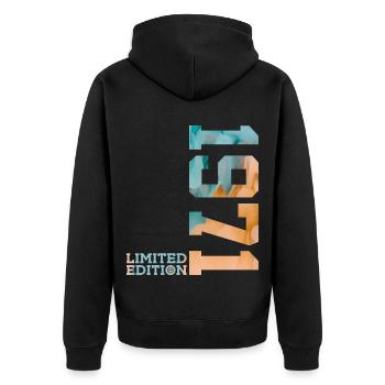 55E ANNIVERSAIRE ÉDITION LIMITÉE 1971 - Veste à capuche bio Premium Unisexe - noir - Dos - Nico (187cm)