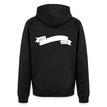 banderole icon ribbon - Unisex Premium Organic Zip Hoodie - black - Back - Nico (187cm)