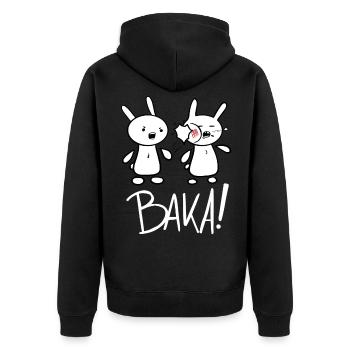 Lustiges Japan Baka Rabbit Ohrfeigen Anime und Man - Unisex Premium Bio Zip Hoodie - Schwarz - Hinten - Nico (187cm)