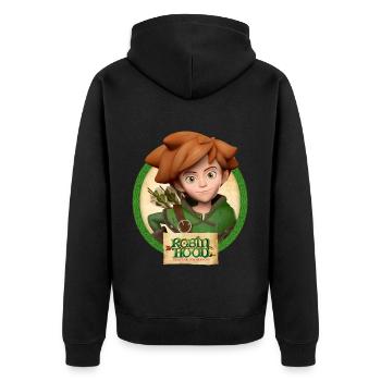 Robin Hood Schlitzohr Von Sherwood Lächelnd - Unisex Premium Bio Zip Hoodie - Schwarz - Hinten - Nico (187cm)