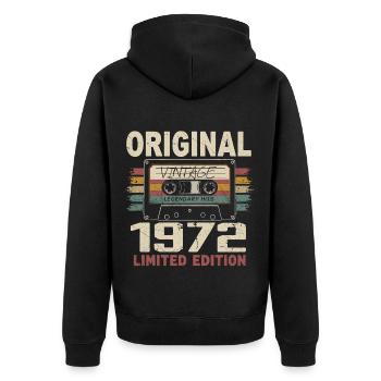 1972 cadeau anniversaire 1972 vintage 1972 rétro - Veste à capuche bio Premium Unisexe - noir - Dos - Nico (187cm)