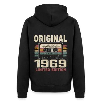 1969 Birthday Gift 1969 Vintage 1969 Retro - Unisex Premium Organic Zip Hoodie - black - Back - Nico (187cm)