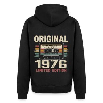 1976 Birthday Gift 1976 Vintage 1976 Retro - Unisex Premium Organic Zip Hoodie - black - Back - Nico (187cm)