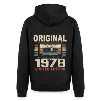 1978 Birthday Gift 1978 Vintage 1978 Retro - Unisex Premium Organic Zip Hoodie - black - Back - Nico (187cm)