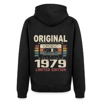 1979 Birthday Gift 1979 Vintage 1979 Retro - Unisex Premium Organic Zip Hoodie - black - Back - Nico (187cm)